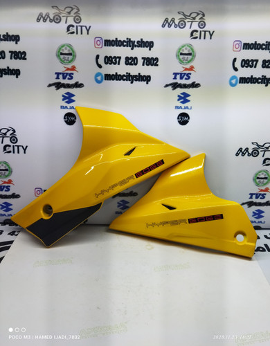 اسپایلر ( قاب زیر انجین ) سمت چپ و راست موتور اپاچی 150 ، 160 و 180 رنگ زرد (جفتی) شرکتی