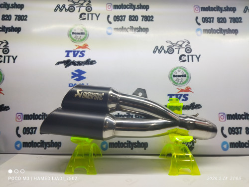 اگزوز( منبع)قهرمانی برند اکروپاویچ 2 دو لول سایلنسر دار (استیل سر مشکی