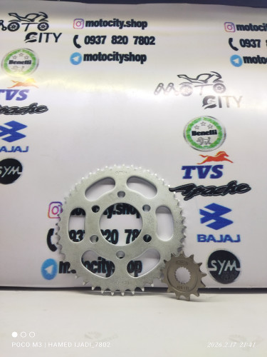 دنده ( طبق ) زنجیر جلو و چرخ عقب موتور بنلی ۱۸۰و۱۵۰ نیوفیس فولادی درجه یک